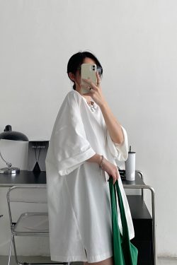 Oversized Heavyweight Sun Grapefruit T-shirt in American Cotton - Casual Loose Fit Short Sleeve for Spring Summer Women's Fashion