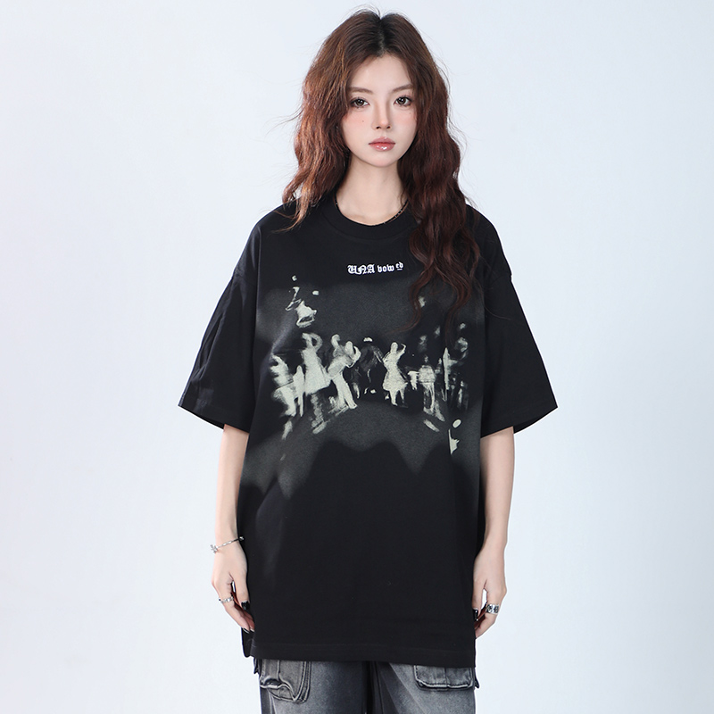 Oversized Hip Hop T-Shirt for Women - "Sit and Eat Until the Mountains Are Empty" European High Street Style Short Sleeve Top Oversized Hip Hop T-Shirt for Women - "Sit and Eat Until the Mountains Are Empty" European High Street Style Short Sleeve Top