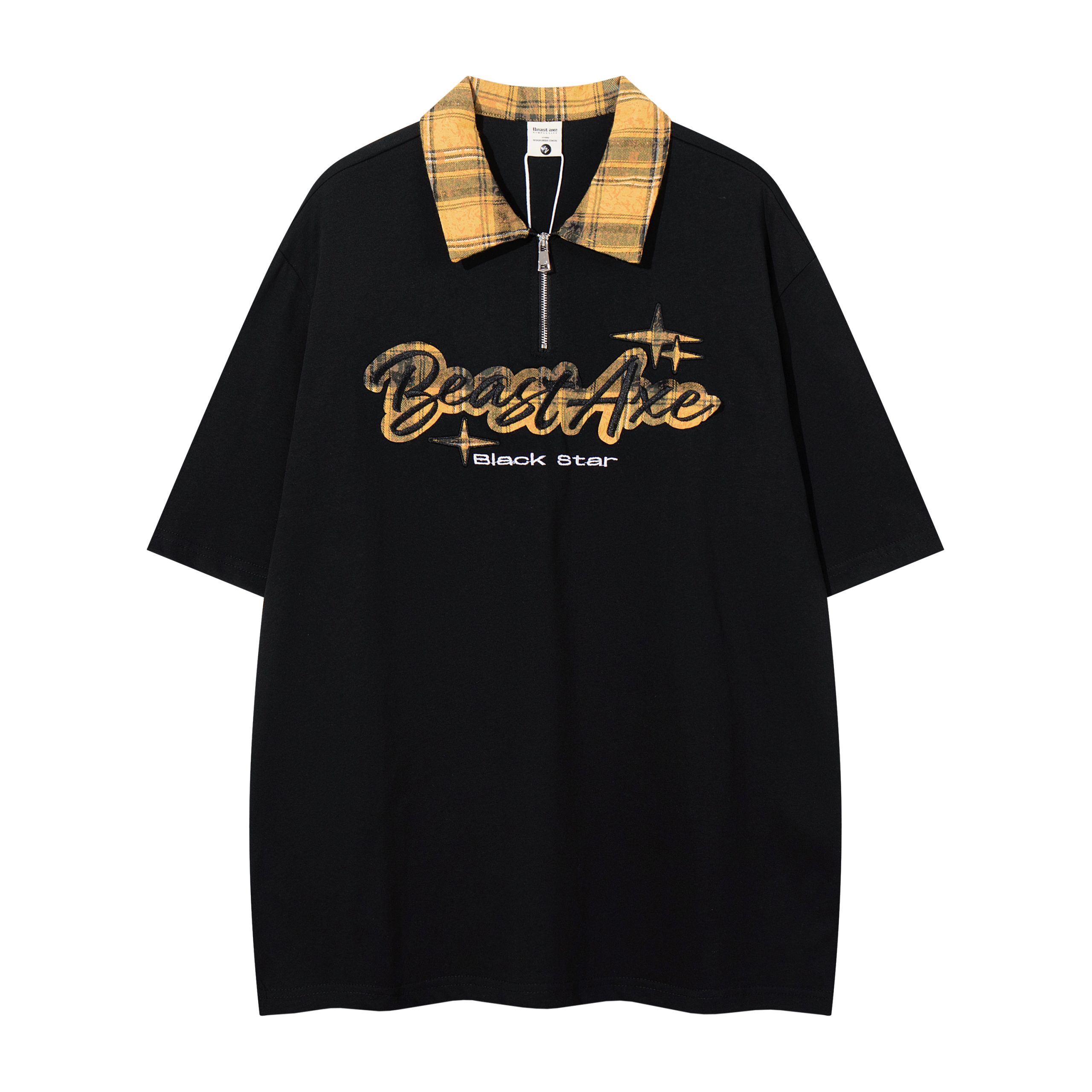 Oversized Loose Plaid Polo T-Shirt for Women - American College Style, Short Sleeve Tee with Casual Comfort and Trendy Design Oversized Loose Plaid Polo T-Shirt for Women - American College Style, Short Sleeve Tee with Casual Comfort and Trendy Design