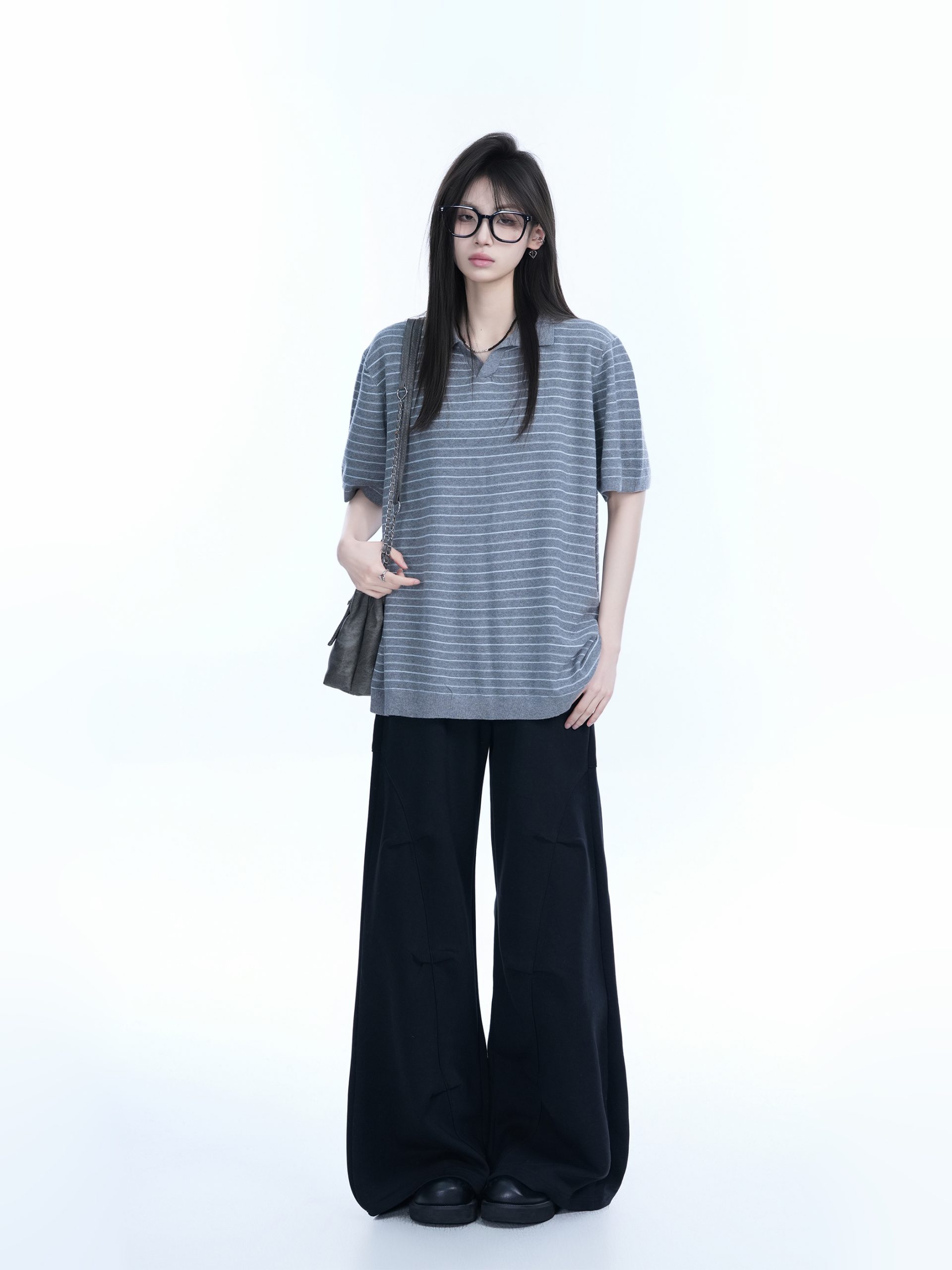 Oversized Retro American-Style Striped Short Sleeve T-Shirt for Women - Heavyweight Casual Fashion Top Oversized Retro American-Style Striped Short Sleeve T-Shirt for Women - Heavyweight Casual Fashion Top