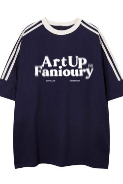 Oversized Spliced Three-Stripe Short Sleeve T-Shirt for Women - American High Street Style, Casual Summer Trend for Juniors