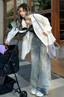 Oversized White Casual Shirt Jacket for Women - Spring Sun Protection, American Street Style, Loose Fit, Lazy Style Fashion Top