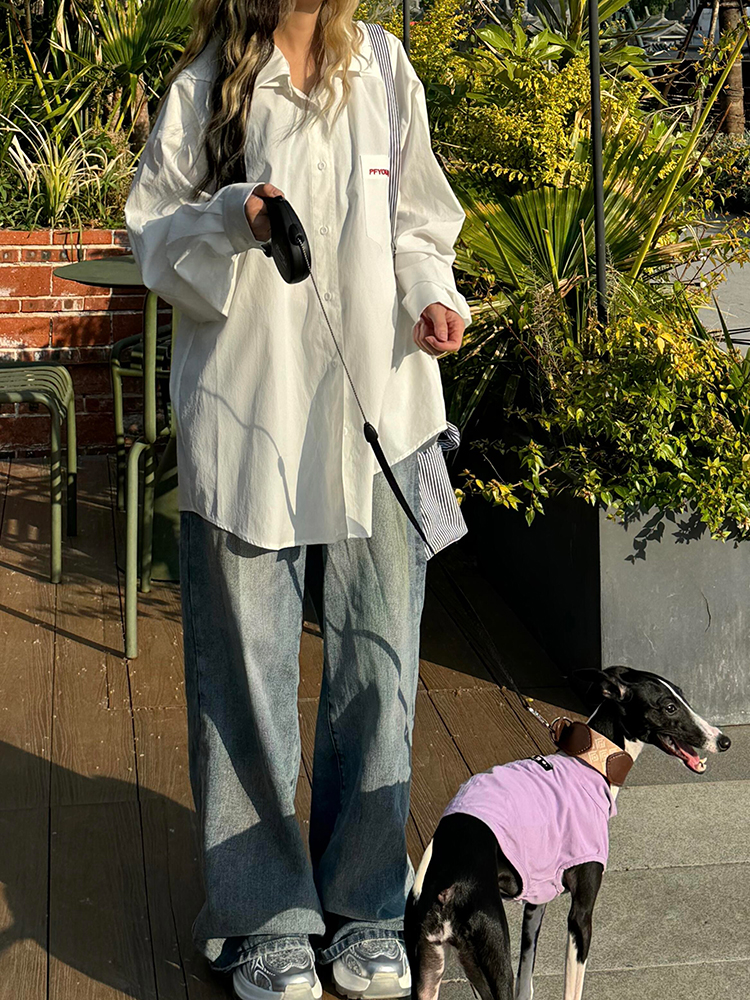 Oversized White Casual Shirt Jacket for Women - Spring Sun Protection, American Street Style, Loose Fit, Lazy Style Fashion Top Oversized White Casual Shirt Jacket for Women - Spring Sun Protection, American Street Style, Loose Fit, Lazy Style Fashion Top