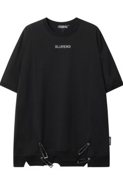 Oversized Women's Short Sleeve T-Shirt with American High Street Pin Design - Trendy Loose Fit, Casual Style for Everyday Wear