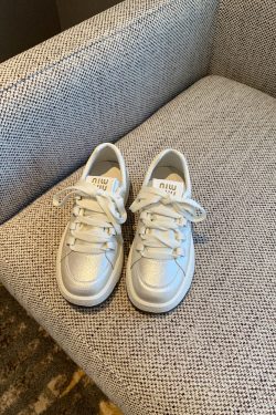 Pearl White Casual Sneakers for Women - 2025 Spring Versatile Lace-Up Height-Increasing Thick-Soled Little White Shoes