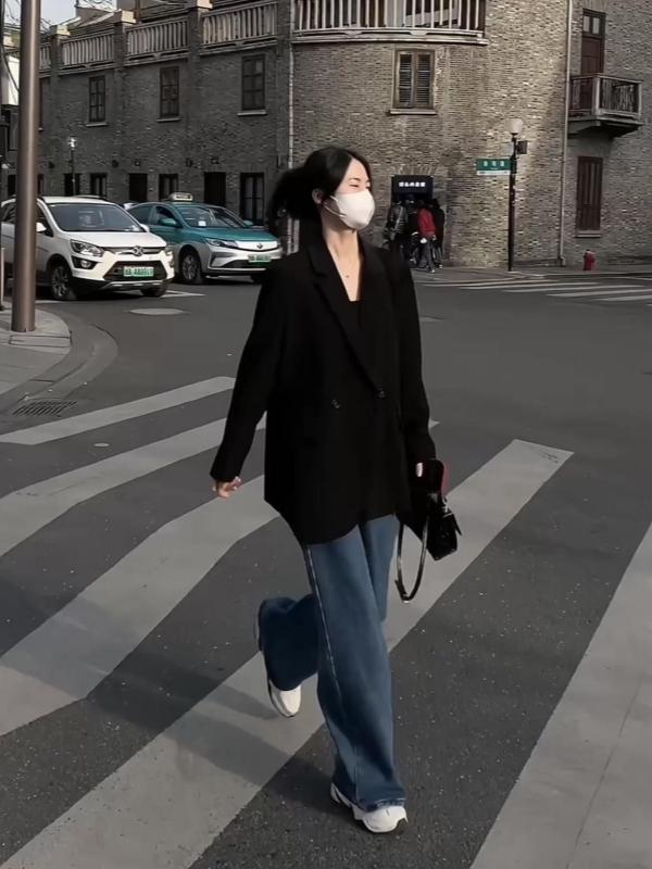 Petite Black Loose Casual Blazer Jacket for Women - 2025 Spring Autumn High-End Fashion Outerwear Petite Black Loose Casual Blazer Jacket for Women - 2025 Spring Autumn High-End Fashion Outerwear