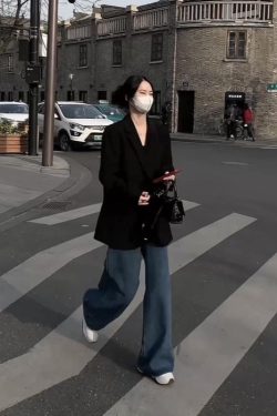 Petite Black Loose Casual Blazer Jacket for Women - 2025 Spring Autumn High-End Fashion Outerwear