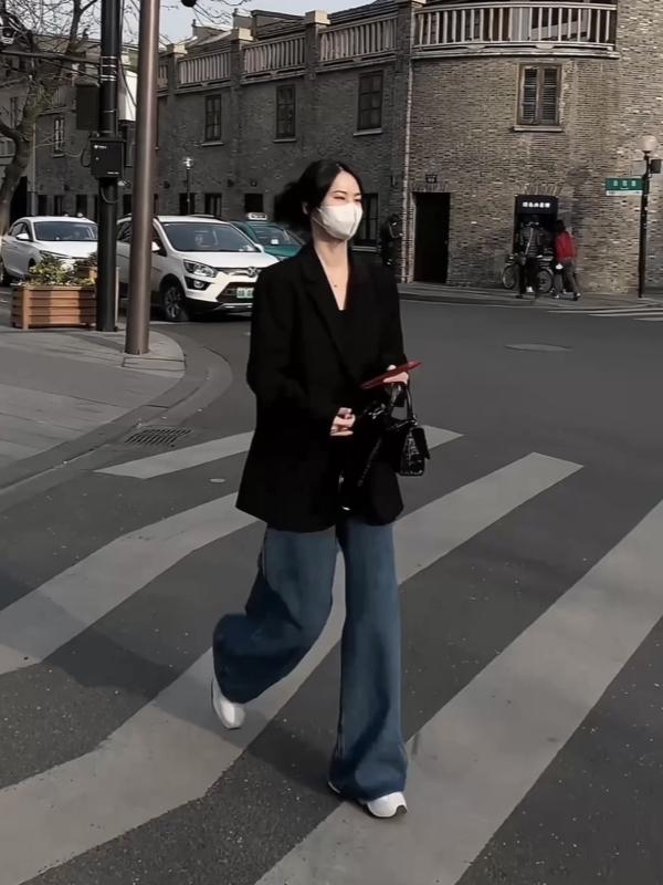 Petite Black Loose Casual Blazer Jacket for Women - 2025 Spring Autumn High-End Fashion Outerwear Petite Black Loose Casual Blazer Jacket for Women - 2025 Spring Autumn High-End Fashion Outerwear