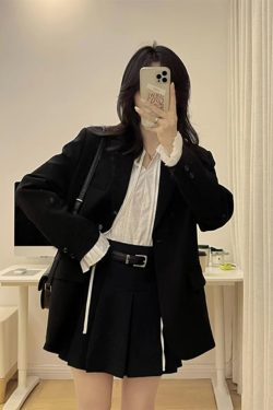 Petite Black One-Shoulder Blazer for Women - Korean Style High-End Casual Suit for Spring and Autumn 2025 Fashion