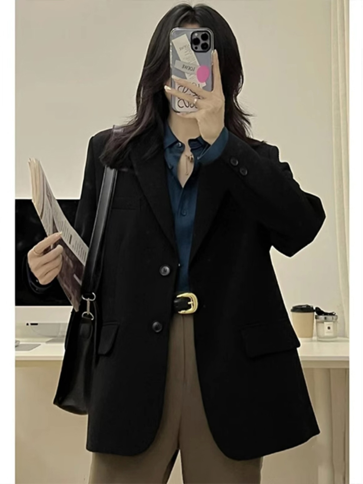 Petite Black One-Shoulder Blazer for Women - Korean Style High-End Casual Suit for Spring and Autumn 2025 Fashion Petite Black One-Shoulder Blazer for Women - Korean Style High-End Casual Suit for Spring and Autumn 2025 Fashion