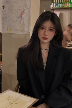 Petite Black Suit Jacket for Women - 2025 New High-End Casual Blazer for Spring and Autumn Fashion