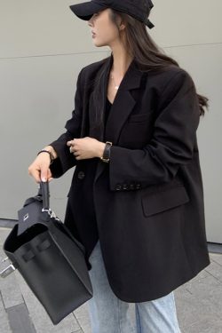 Petite Black Suit Jacket for Women - Trendy High-End Casual Blazer for Spring & Autumn 2025
