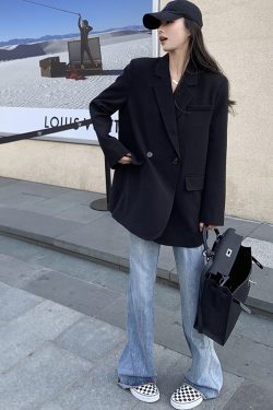 Petite Black Suit Jacket for Women - Trendy High-End Casual Blazer for Spring & Autumn 2025