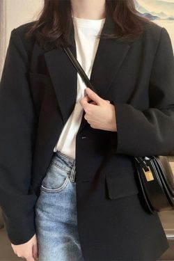 Petite Black Suit Jacket for Women - Trendy Slim Fit, Short Style, Korean Fashion for Spring and Autumn 2025