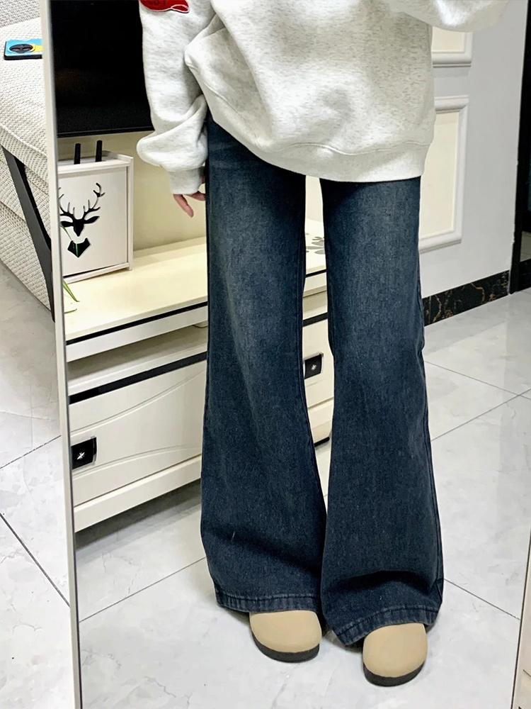 Petite Dark Blue Flared Jeans - 2025 New Style Plus-Size Slim Fit Bell-Bottoms, Straight Leg, Comfortable Fit Petite Dark Blue Flared Jeans - 2025 New Style Plus-Size Slim Fit Bell-Bottoms, Straight Leg, Comfortable Fit