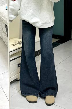 Petite Dark Blue Flared Jeans - 2025 New Style Plus-Size Slim Fit Bell-Bottoms, Straight Leg, Comfortable Fit