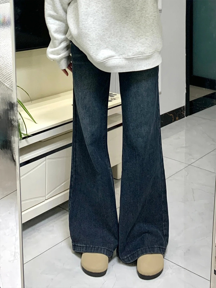 Petite Dark Blue Flared Jeans - 2025 New Style Plus-Size Slim Fit Bell-Bottoms, Straight Leg, Comfortable Fit Petite Dark Blue Flared Jeans - 2025 New Style Plus-Size Slim Fit Bell-Bottoms, Straight Leg, Comfortable Fit