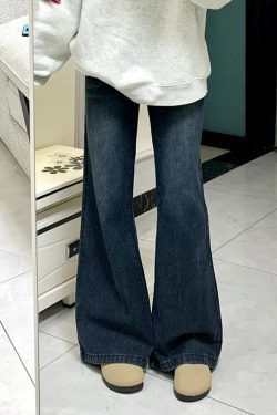 Petite Dark Blue Flared Jeans - 2025 New Style Plus-Size Slim Fit Bell-Bottoms, Straight Leg, Comfortable Fit