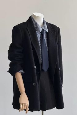 Petite Double-Breasted Wool Cashmere Coat for Women - 2024 Autumn Winter Style, Short Length, High-End Feel