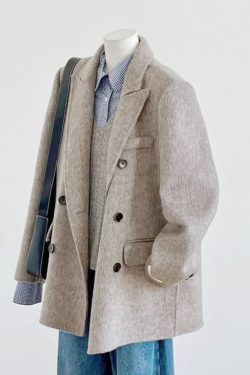 Petite Double-Breasted Wool Cashmere Coat for Women - 2024 Autumn Winter Style, Short Length, High-End Feel