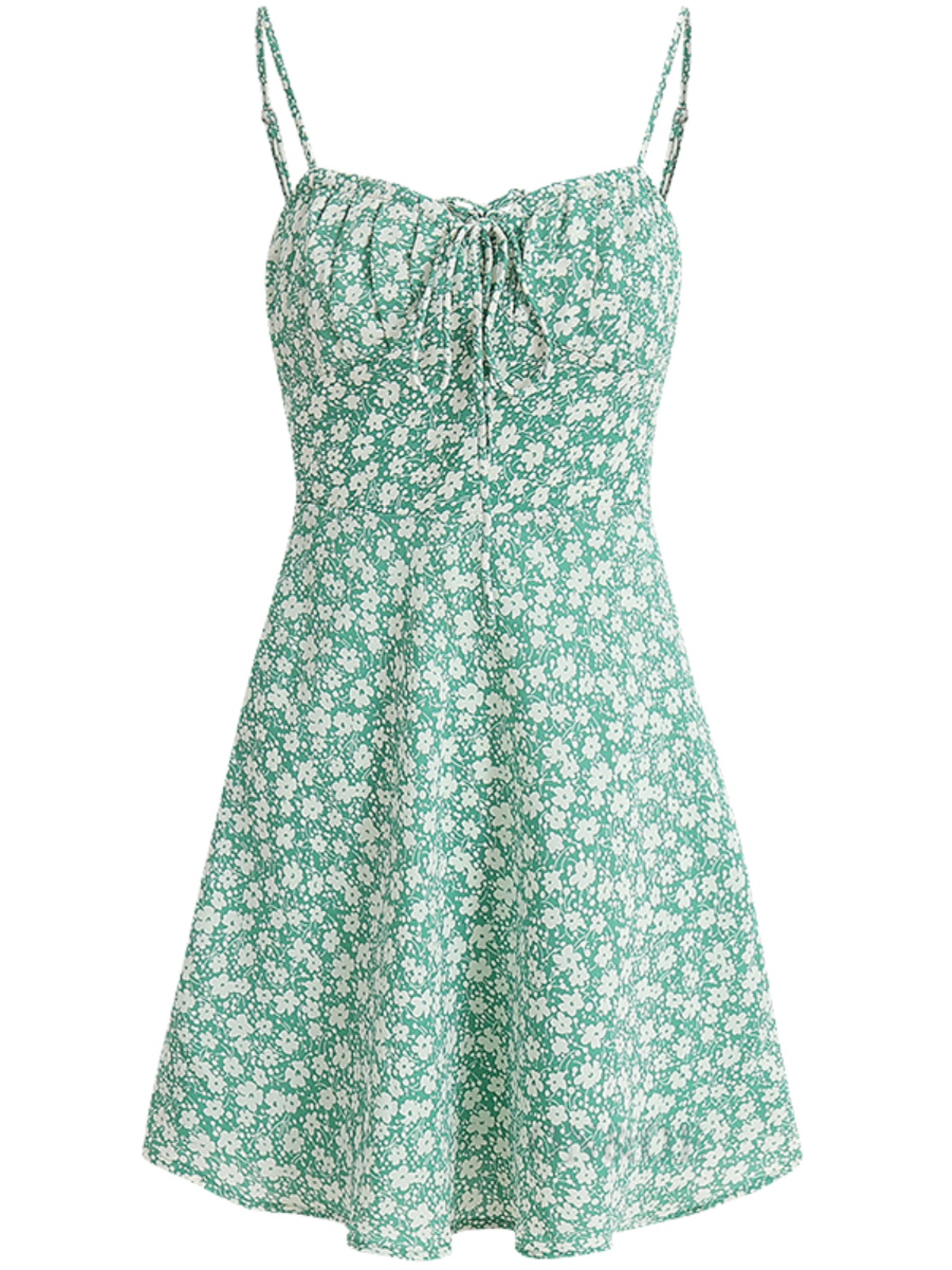 Petite Floral Green Summer Dress for Women - French Style Vacation Dress, Slimming Design for 2025 Petite Floral Green Summer Dress for Women - French Style Vacation Dress, Slimming Design for 2025