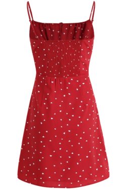 Petite French-Style Red Polka Dot Dress with Spaghetti Straps - Summer 2025 Vacation Fashion