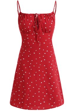 Petite French-Style Red Polka Dot Dress with Spaghetti Straps - Summer 2025 Vacation Fashion