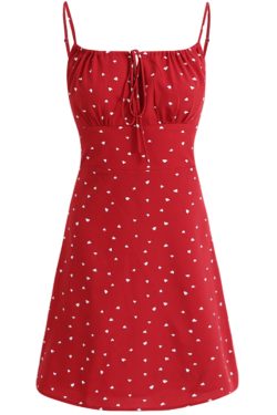 Petite French-Style Red Polka Dot Dress with Spaghetti Straps - Summer 2025 Vacation Fashion