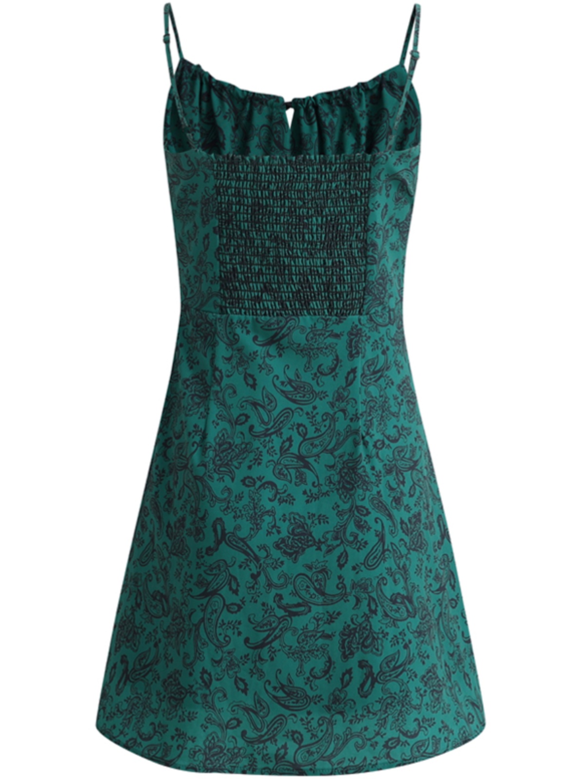 Petite French Vacation Dress for Summer 2025 - Green Spaghetti Strap Mini Dress with Prints - Trendy Floral Design Petite French Vacation Dress for Summer 2025 - Green Spaghetti Strap Mini Dress with Prints - Trendy Floral Design