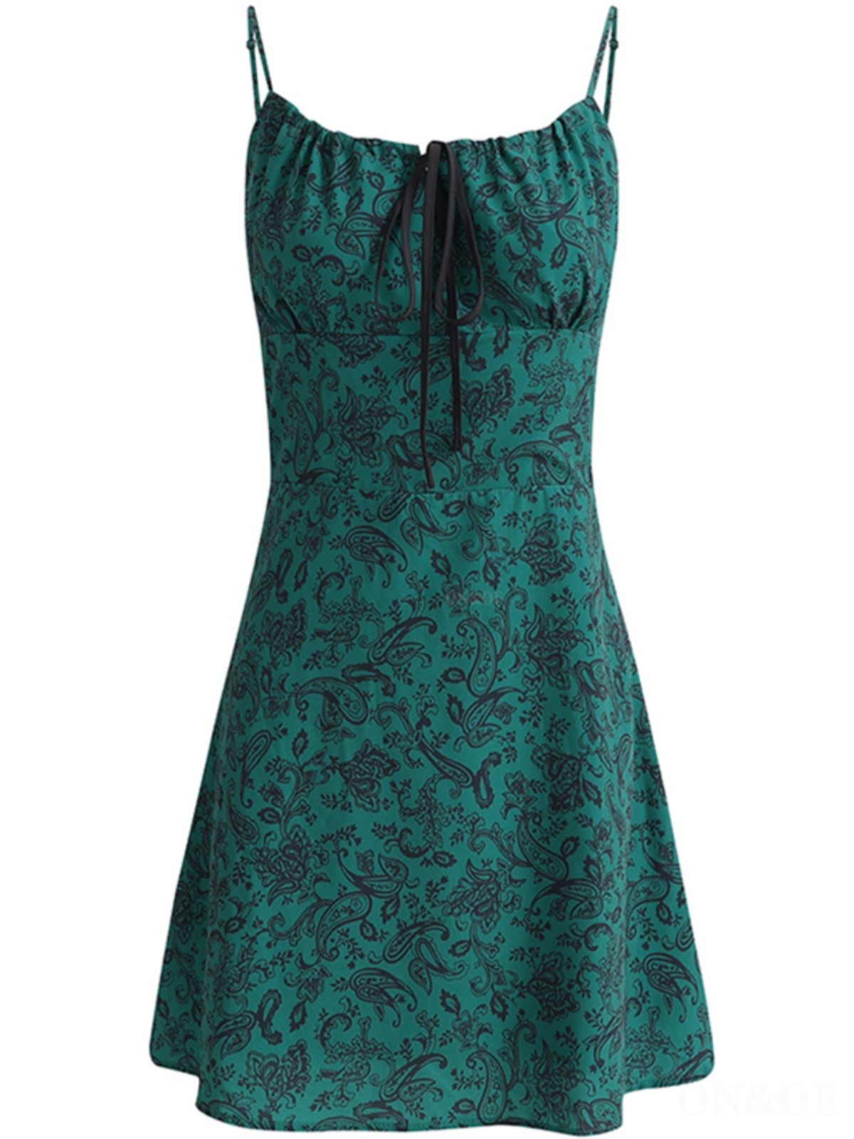 Petite French Vacation Dress for Summer 2025 - Green Spaghetti Strap Mini Dress with Prints - Trendy Floral Design Petite French Vacation Dress for Summer 2025 - Green Spaghetti Strap Mini Dress with Prints - Trendy Floral Design