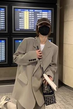 Petite Gray Suit Set for Women - Casual Blazer & Wide-Leg Pants, High-End Feel, Stylish 2025 Fashion