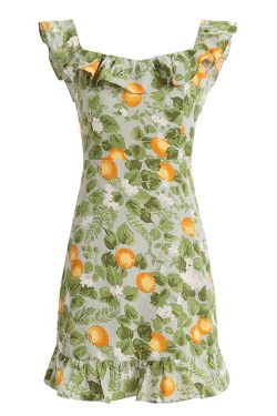 Petite Green Ruffled French-Style Vacation Dress 2025 Summer Collection for Women