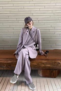 Petite Loose Casual Gray Suit Jacket for Women - Korean Style Blazer for Early Autumn Fashion