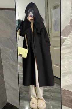 Petite Oatmeal Double-Sided Cashmere Coat for Women - Mid-Length High-End Woolen Outerwear for Autumn/Winter 2024