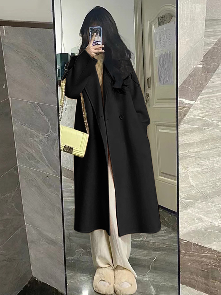 Petite Oatmeal Double-Sided Cashmere Coat for Women - Mid-Length High-End Woolen Outerwear for Autumn/Winter 2024 Petite Oatmeal Double-Sided Cashmere Coat for Women - Mid-Length High-End Woolen Outerwear for Autumn/Winter 2024