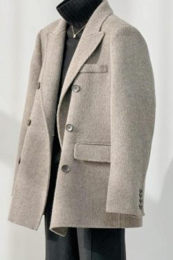 Petite Oatmeal Wool and Cashmere Overcoat for Women - High-End Feel, 2024 Autumn Winter Style, Elegant Outerwear
