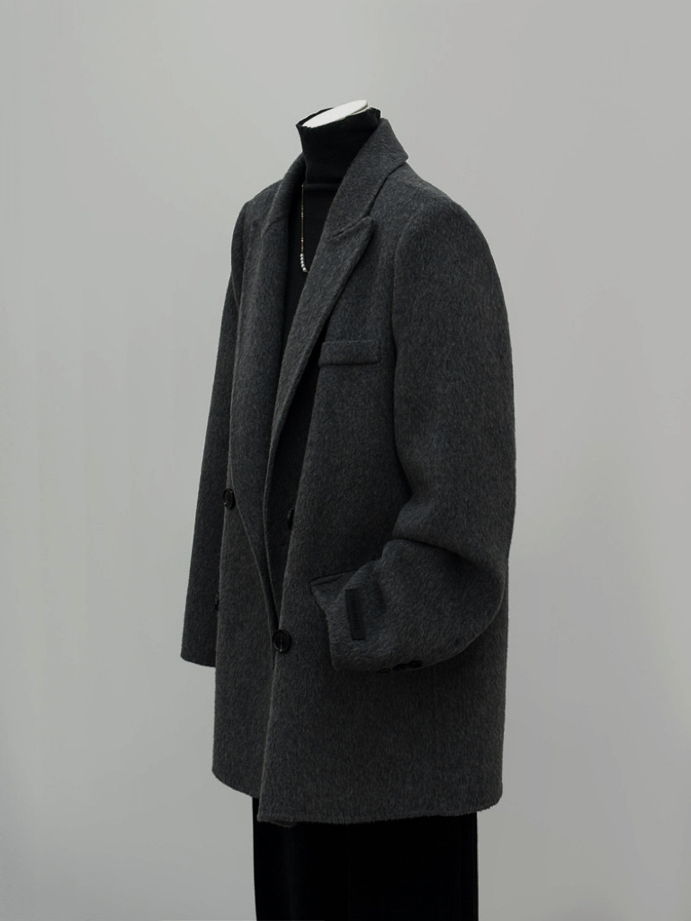 Petite Oatmeal Wool and Cashmere Overcoat for Women - High-End Feel, 2024 Autumn Winter Style, Elegant Outerwear Petite Oatmeal Wool and Cashmere Overcoat for Women - High-End Feel, 2024 Autumn Winter Style, Elegant Outerwear