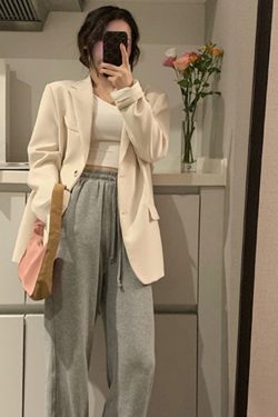 Petite Oversized Black Suit Jacket for Women - Loose Fit Blazer Top in Korean Style for Spring and Autumn 2025