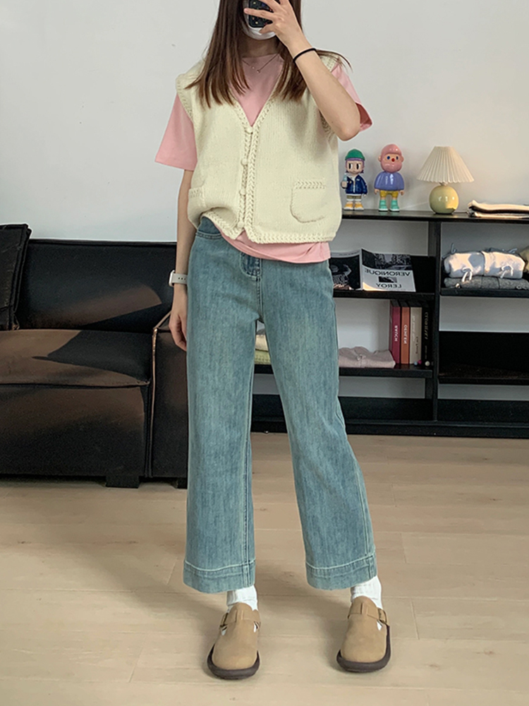 Petite Plus Size Narrow Straight-Leg Pants for Women - Loose Fit Flattering Nine-Point Cigarette Jeans, 2025 New Style Petite Plus Size Narrow Straight-Leg Pants for Women - Loose Fit Flattering Nine-Point Cigarette Jeans, 2025 New Style