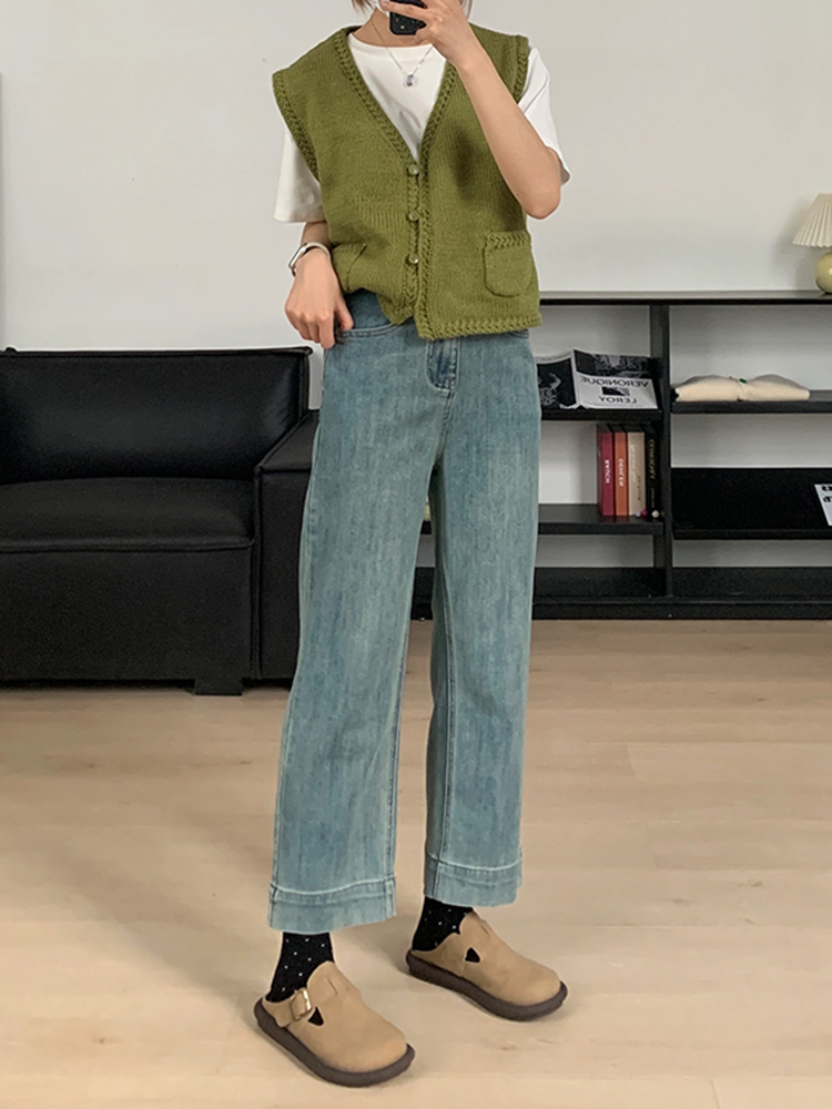 Petite Plus Size Narrow Straight-Leg Pants for Women - Loose Fit Flattering Nine-Point Cigarette Jeans, 2025 New Style Petite Plus Size Narrow Straight-Leg Pants for Women - Loose Fit Flattering Nine-Point Cigarette Jeans, 2025 New Style