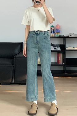 Petite Plus Size Narrow Straight-Leg Pants for Women - Loose Fit Flattering Nine-Point Cigarette Jeans, 2025 New Style