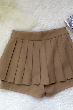 Petite Puff Sleeve JK Uniform Set with Waist-Defined Short Sleeve Shirt and Pudding Bear Design for Summer Women’s Fashion