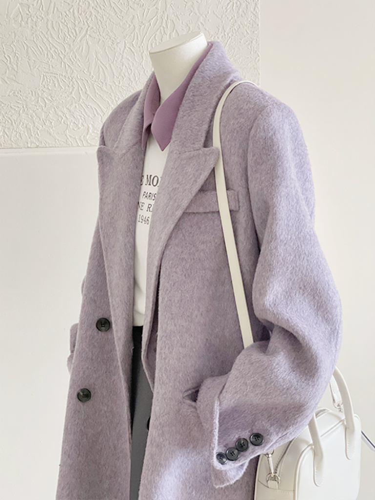 Petite Short Purple Wool Coat for Women - High-End Autumn Winter 2024 Style Petite Short Purple Wool Coat for Women - High-End Autumn Winter 2024 Style