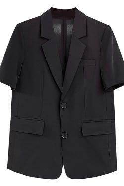 Petite Women's 2025 Summer Black Short Sleeve Suit Jacket - Versatile Slimming Blazer for Professional and Casual Wear