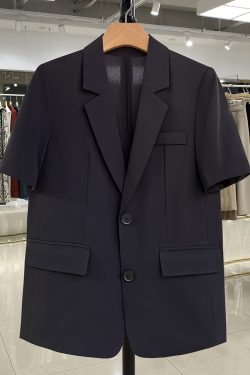 Petite Women's 2025 Summer Black Short Sleeve Suit Jacket - Versatile Slimming Blazer for Professional and Casual Wear