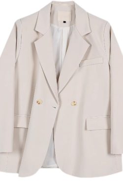 Petite Women's Casual Blazer - Korean Style Gray Suit Jacket for Spring 2025 - Chic Outfit Essential