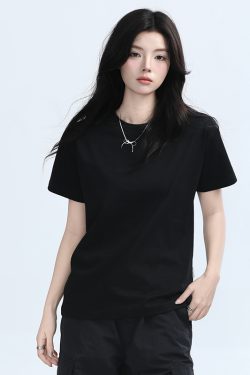 Petite Women's Fitted Gray Short-Sleeve T-Shirt with Round Neck - Summer Style, Casual Graphic Tee for Trendy Looks