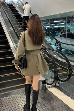 Petite Women's Mid-Length Trench Coat 2024 - Chic British Style for Spring & Autumn, High-End Korean Fashion