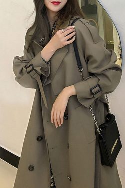 Petite Women's Mid-Length Trench Coat 2024 - Chic British Style for Spring & Autumn, High-End Korean Fashion