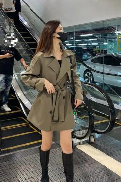 Petite Women's Mid-Length Trench Coat 2024 - Chic British Style for Spring & Autumn, High-End Korean Fashion